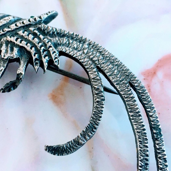 Antique Cast Sterling Huge Bird of Paradise Brooch - Picture 3 of 8